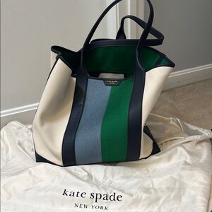Kate Spade Green and Cream Color-Block Tote